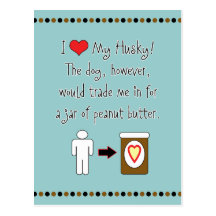 My Husky Loves Peanut Butter Post Cards