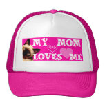 MY MOM LOVES ME, pink hat with cat