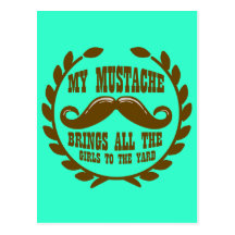 My Moustache Brings all the Girls to the Yard Post Cards