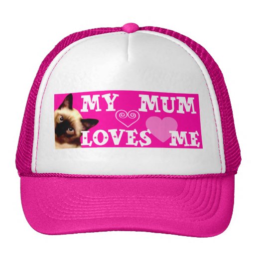 MY MUM LOVES ME - PINK HAT WITH CAT