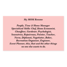 My Mum Resume Calling Card Card Business Card