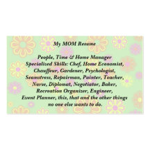 My Mum Resume Calling Card groovy pop flowers Business Card Template
