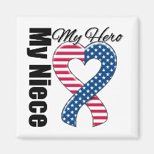 My Niece My Hero Patriotic USA Ribbon Fridge Magnet