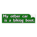 My Other Car is a Hiking Boot bumper stickers