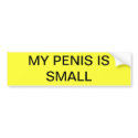 MY PENIS IS SMALL bumper stickers