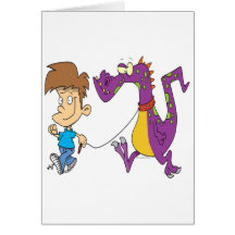 my pet dragon funny cartoon greeting cards