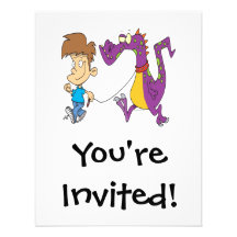 my pet dragon funny cartoon personalized invitations
