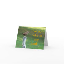 my pet wren, I've got cake in my beak.... Greeting Card