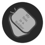 My Son is a Soldier Dog Tags Round Stickers