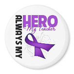 My Teacher Always My Hero - Purple Ribbon magnets