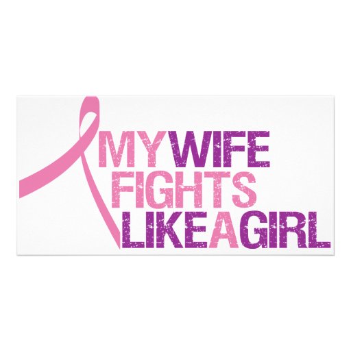 my wife fights like a girl customized photo card