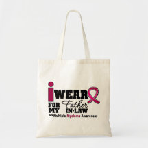 Myeloma I Wear Burgundy Ribbon Father in Law Canvas Bag