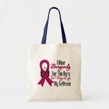Myeloma Ribbon Hero My Girlfriend Tote Bags