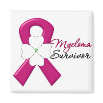Myeloma Survivor Flower Ribbon Fridge Magnets