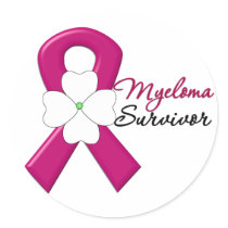 Myeloma Survivor Flower Ribbon Sticker