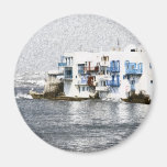 Mykonos, Greece waterfront buildings Refrigerator Magnets