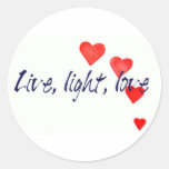 Mystic Edge/Live, light, love - Hearts Round Sticker