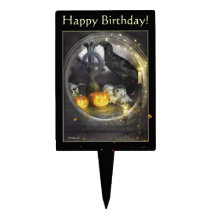 Mystical Raven Happy Birthday Cake Topper
