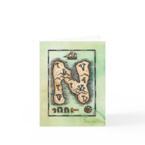 "N" Alphabet Treasure Island Greeting Card