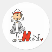 N is for Nurse Round Sticker