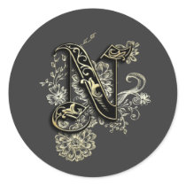 "N" monogram sticker round