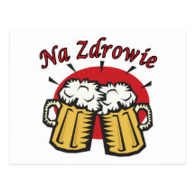 Na Zdrowie Toast With Beer Mugs Postcards