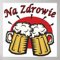 Na Zdrowie Toast With Beer Mugs Posters