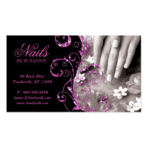 Nail Salon Business Card Pink Glitter