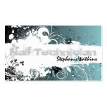 Nail Technician Business Card Grunge Splatter Teal
