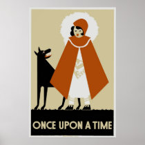 Naive Art Deco Little Red Riding Hood Poster