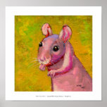 Naked hairless rat cute fun pink pet painting art