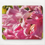 Naked lady lily with bee - Mousepad