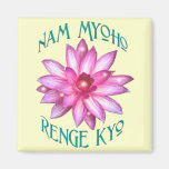 Nam Myoho Renge Kyo with Lotus Flower Design Refrigerator Magnet
