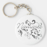 Namaste in dark grey swirls keychains