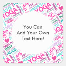 Namaste, Peace and Harmony Pink YOGA Pattern Sticker