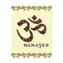 Namaste with Om Symbol Brown and Cream Post Card