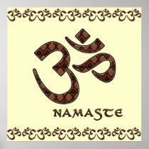 Namaste with Om Symbol Brown and Cream Poster