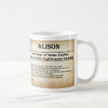 Name Meaning Mug  - Alison
