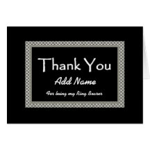 NAME  Ring Bearer Chequerboard Wedding THANK YOU Greeting Cards