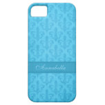 Named Fleur de Lis damask blue iphone 5 case