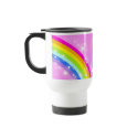 Named girls rainbow light pink travel / club mug