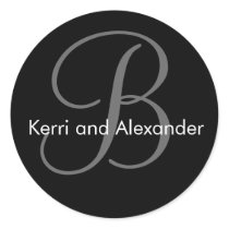 Names and Initial Monogram B Sticker Black & White