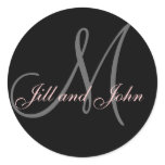 Names and Initial Monogram Sticker Black and Pink