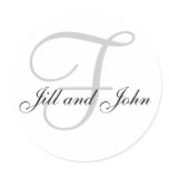 Names and Initial Monogram Sticker White and Black