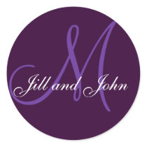 Names and Initial Monogram Stickers Purple