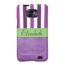 Names Initials Monograms Damask Purple, Green Samsung Galaxy SII Case
