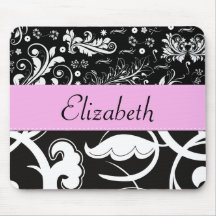 Names Initials Monograms Flowers Black White Pink Mousepads