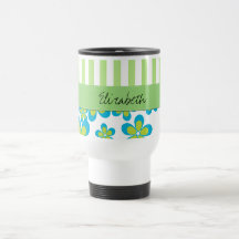 Names Initials Monograms Flowers Petals Green Blue Mugs