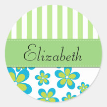 Names Initials Monograms Flowers Petals Green Blue Stickers