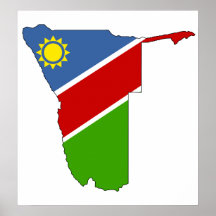 Namibia Flag Map full size Posters